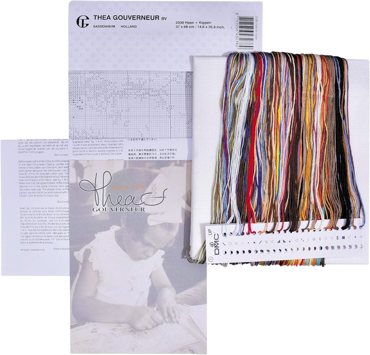 Thea Gouverneur - Kreuzstich-Set - Hühner - Aida - 16 Count - Für Erwachsene - 2038A 2038A White Hüh