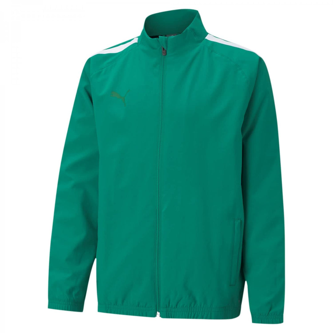 PUMA Unisex Kinder Teamliga Sideline Jkt Jr Sweater 116 Pepper Green-Puma White, 116 Pepper Green-Pu