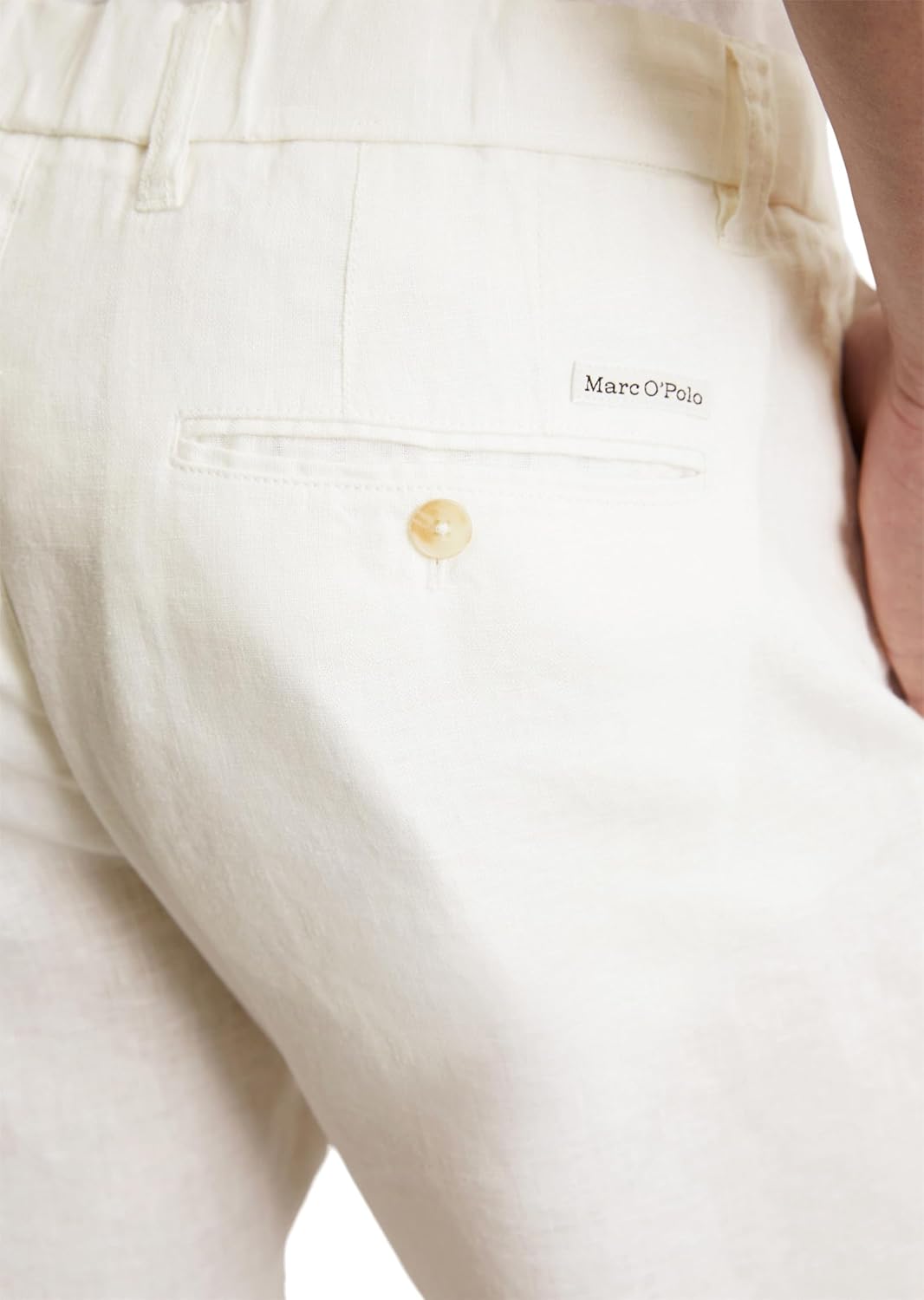 Marc O'Polo Herren Leinenhose mit elastischem Bund lang 29W / 34L Cremefarben, 29W / 34L Cremefarben
