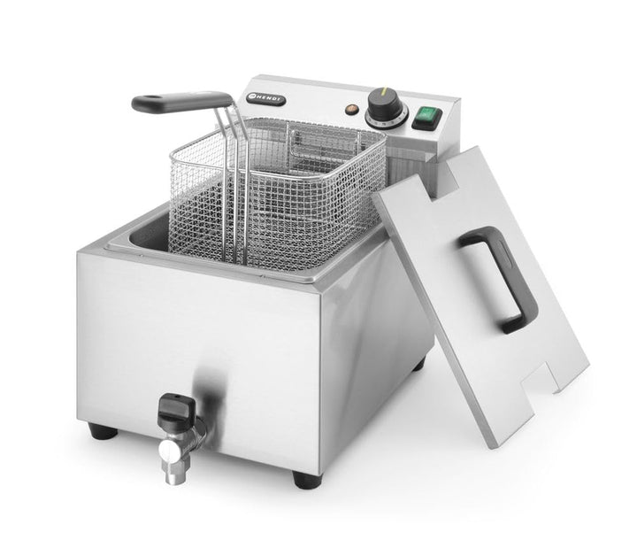HENDI Fritteuse Mastercook, mit Ablasshahn,Tisch Friteuse, Sicherhetsthermostat, Frittierkorb mit ex