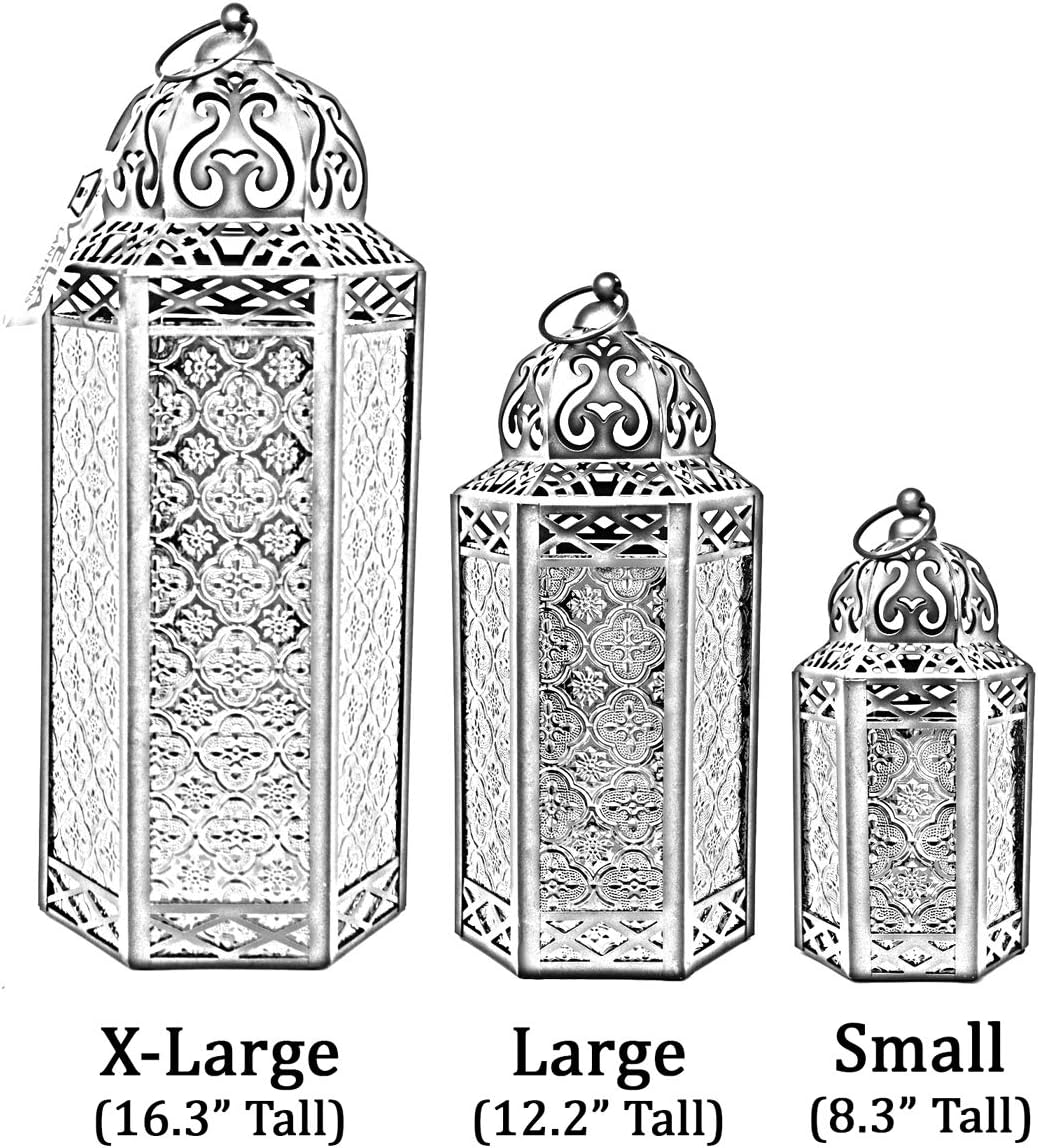 Decorative Candle Lantern Set for Home Room Decor, Cobalt Kobalt Set of 3, Kobalt Set of 3