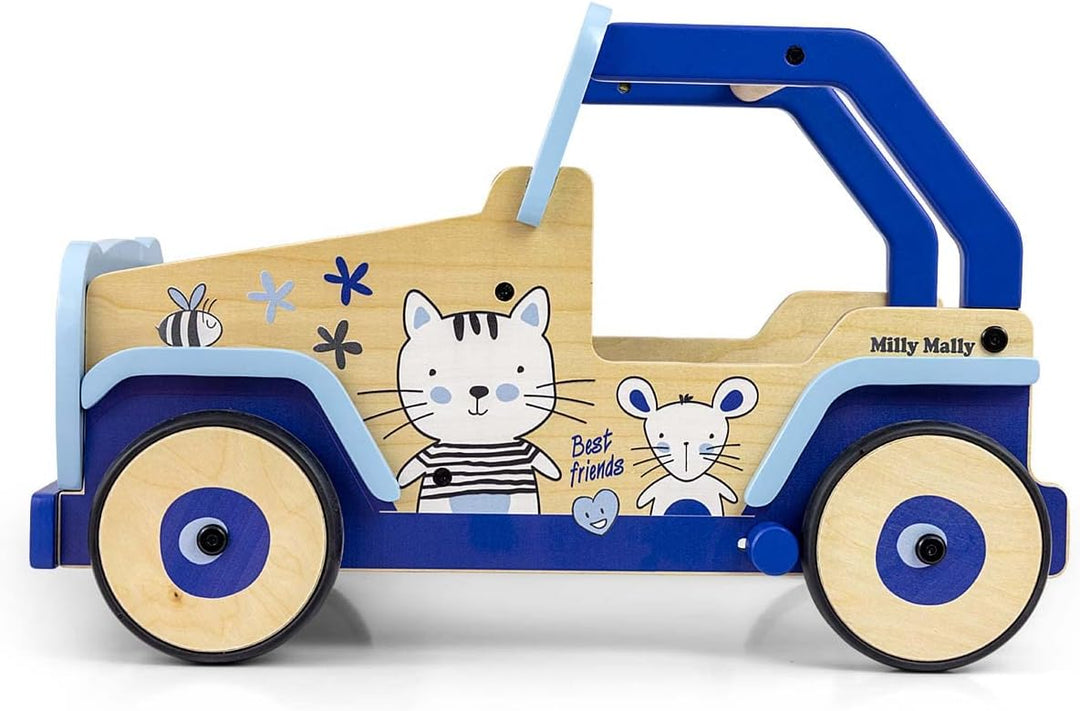 Milly Mally Explorer Kinder Lauflernwagen Holz Baby Push Pull Lauflernhilfe Spielzeug für 1-3 Jahre