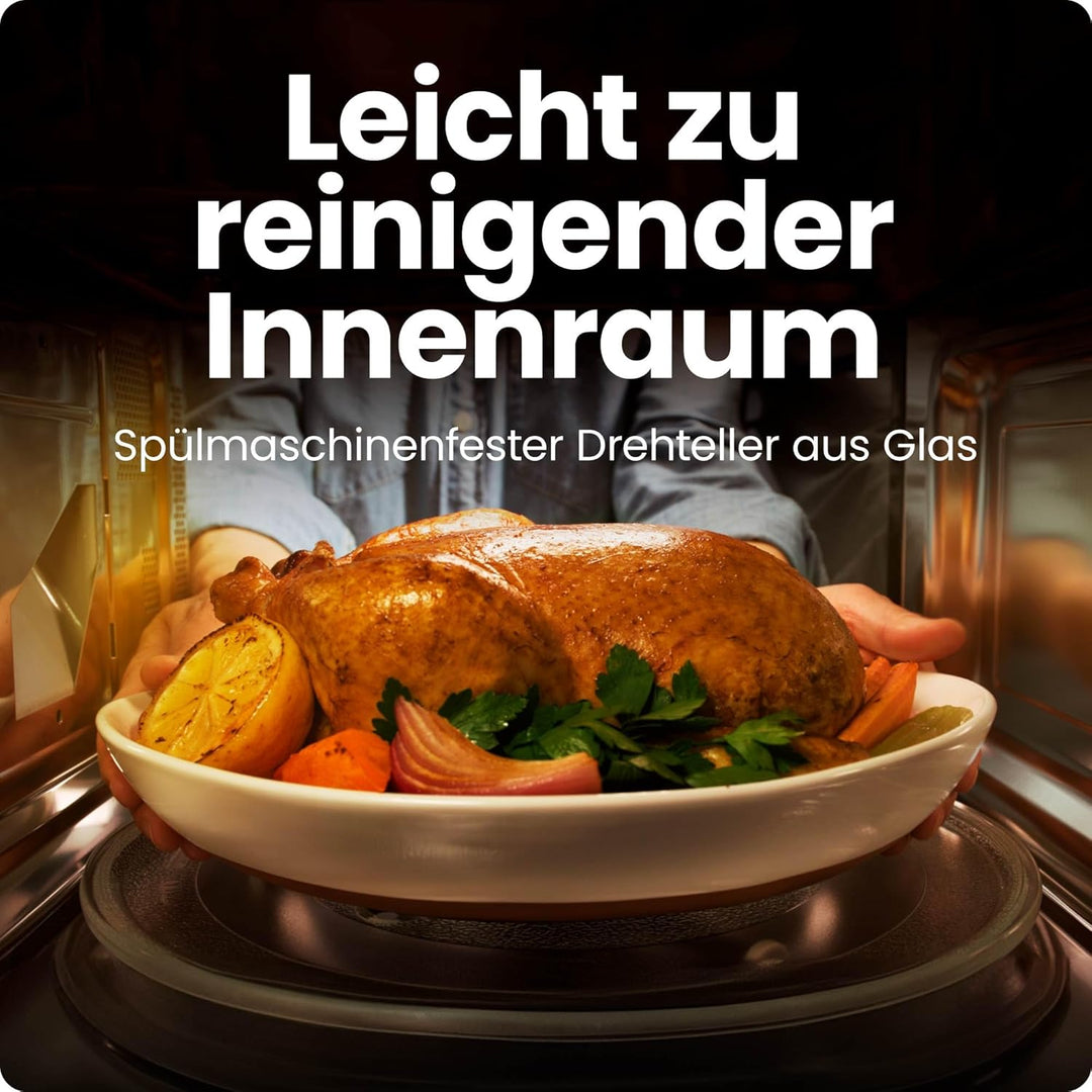 Chefman Mikrowelle 20L 800W 6 Voreinstellungen 10 Leistungsstufen Digitalanzeige Eco-Modus Memory-Fu