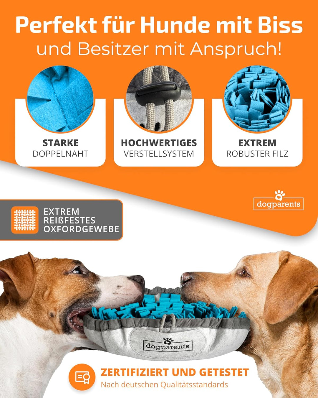 DOGPARENTS® Schnüffelteppich Hund klein & gross – Schnüffelmatte ROBUSTER Schnüffelteppich für Hunde