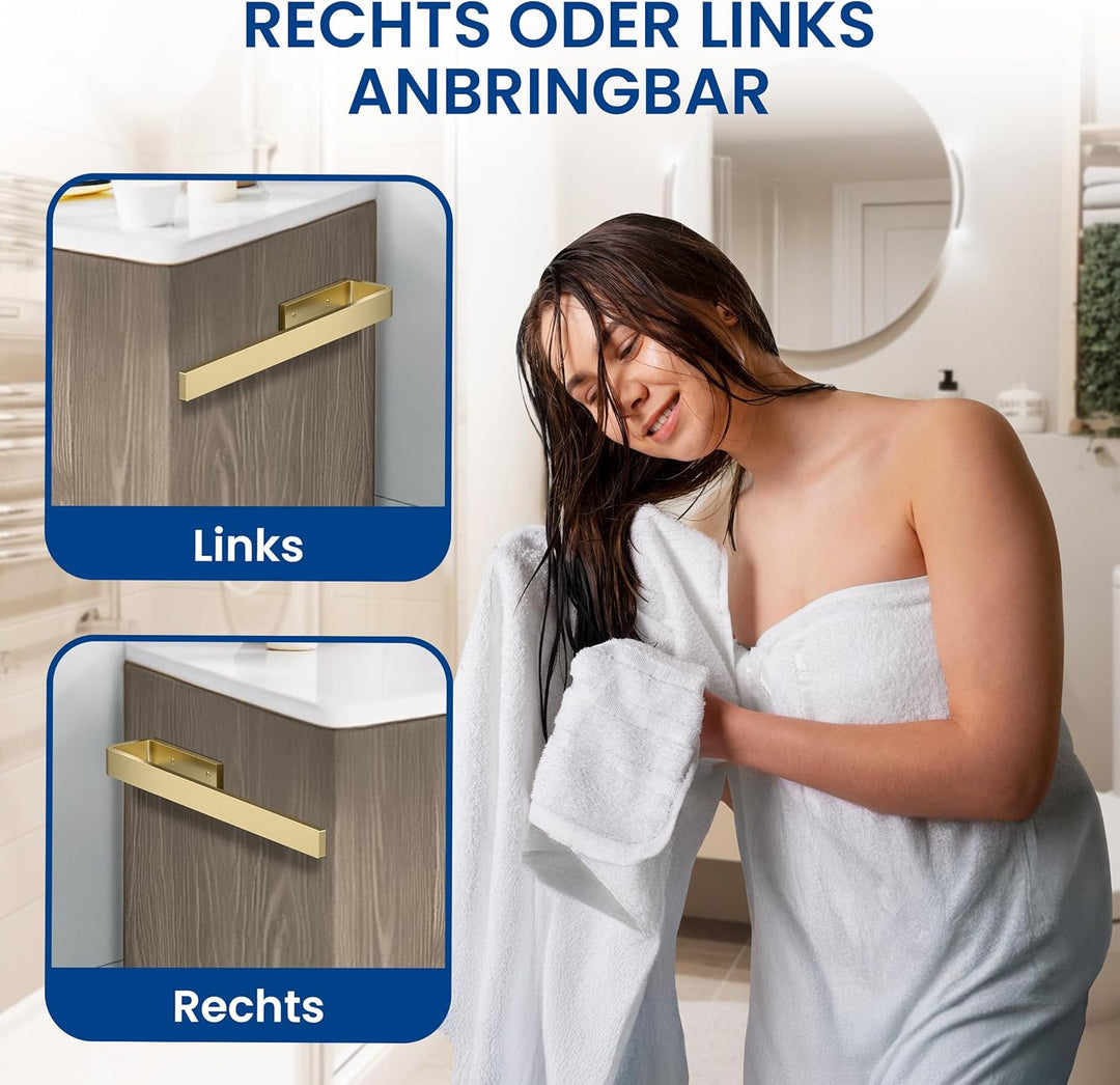 rtmr Handtuchhalter Schrankmontage, zum Bohren, Messing, Premium Gästehandtuchhalter aus Aluminium,