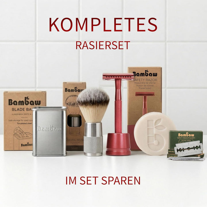Bambaw Metall Rasierer mit 5 Rasierklingen für Rasierhobel Damen und Herren | Nassrasierer Herren un