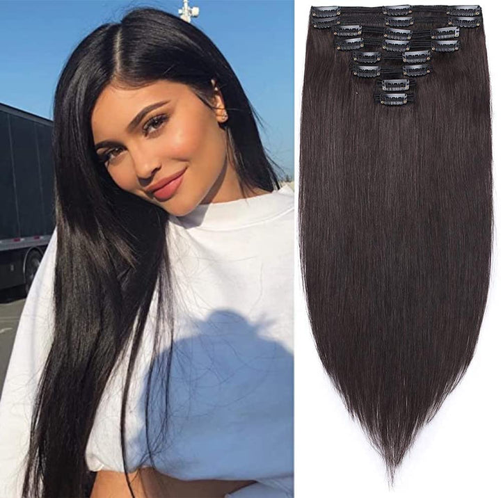 SEGO Clip in Extensions Echthaar 8 Tressen Doppelt Tressen Haarverlängerung 100% Remy Human Haar für
