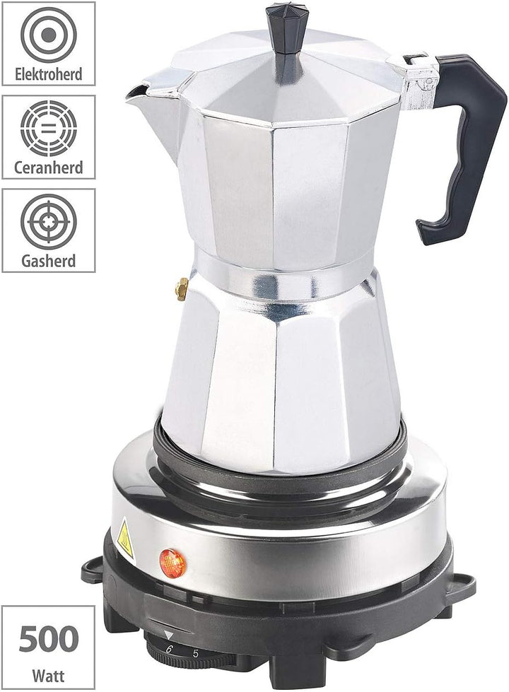 Rosenstein & Söhne Mini Heizplatte: Elektrische Mini-Einzel-Kochplatte & Espresso-Kocher, 500 W, 6 T