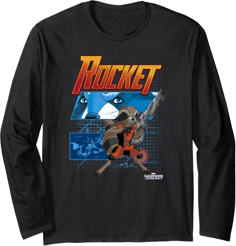 Marvel Rocket Cartoon Diagram Langarmshirt