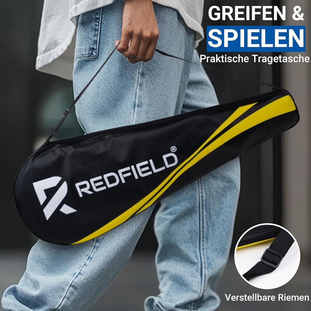 Redfield Badminton Schläger Set, enthält 2 Badmintonschläger, 2 Federbälle, Trage Tasche, 2 Griffban