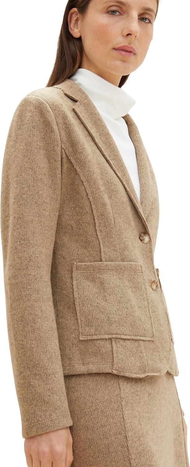 Tom Tailor Damen 1039144 Blazer (1er Pack) L 33962 - Doeskin Melange, L 33962 - Doeskin Melange