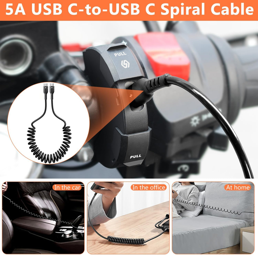 48W Wasserdichtes Motorrad USB C Steckdose, Moto Telefon Ladegerät, QC3.0 USB-A und USB C 12V Motorr