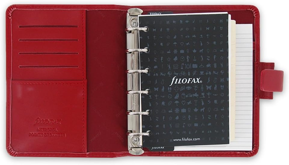 Filofax Metropol Persönlicher Organiser für Papier, 2022, rot Single, Single