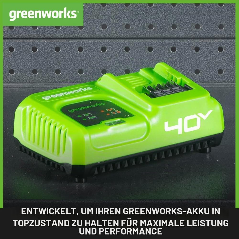 Greenworks 40V Akku Ladegerät - 40V 5A Schnellladegerät, erhöht die Batterielebensdauer, schnelles A