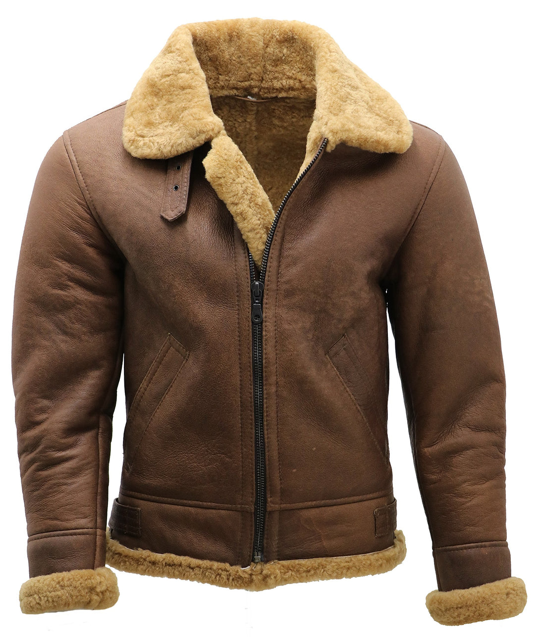 Herren Braun B3 Shearling Schaffell WW 2 Bomber Leder Fliegend Flieger Jacke M Braun, M Braun