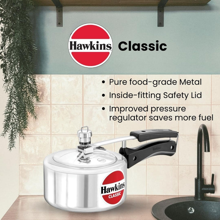 HAWKINS Classic CL15 Schnellkochtopf aus Aluminium, 1,5 l, klein, silberfarben 1.5-Liter Silver, 1.5