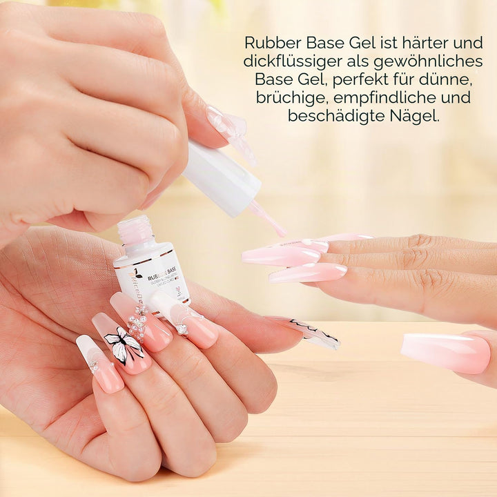 Nicedeco 4 in 1 Gummi-Basen-Gel-Set Für Nägel, Nude Rose Pink Transparentes Gel-Nagellack UV LED Aus