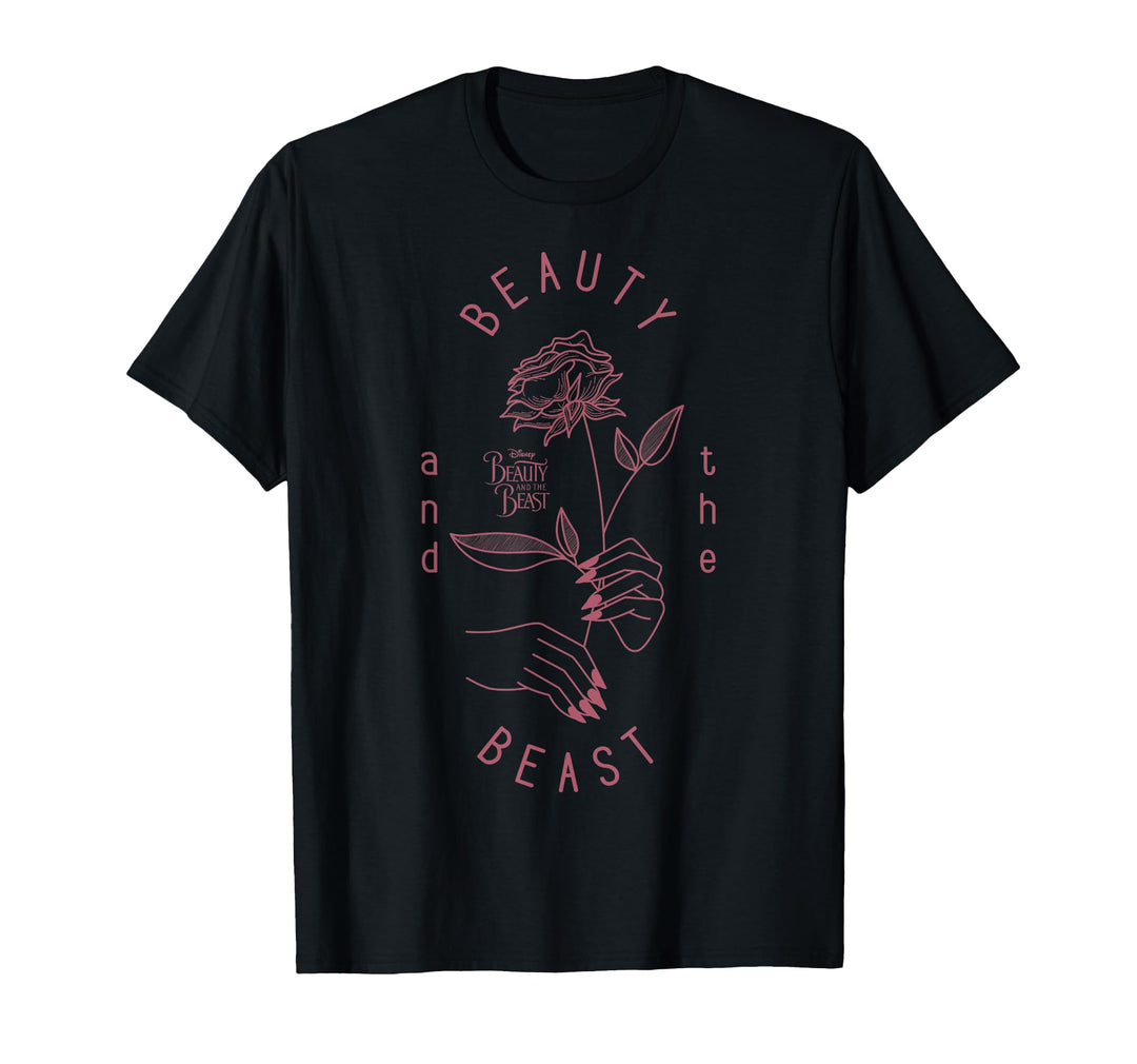 Womens Disney Beauty & The Beast Vintage Craft Rose Graphic T-Shirt Medium White