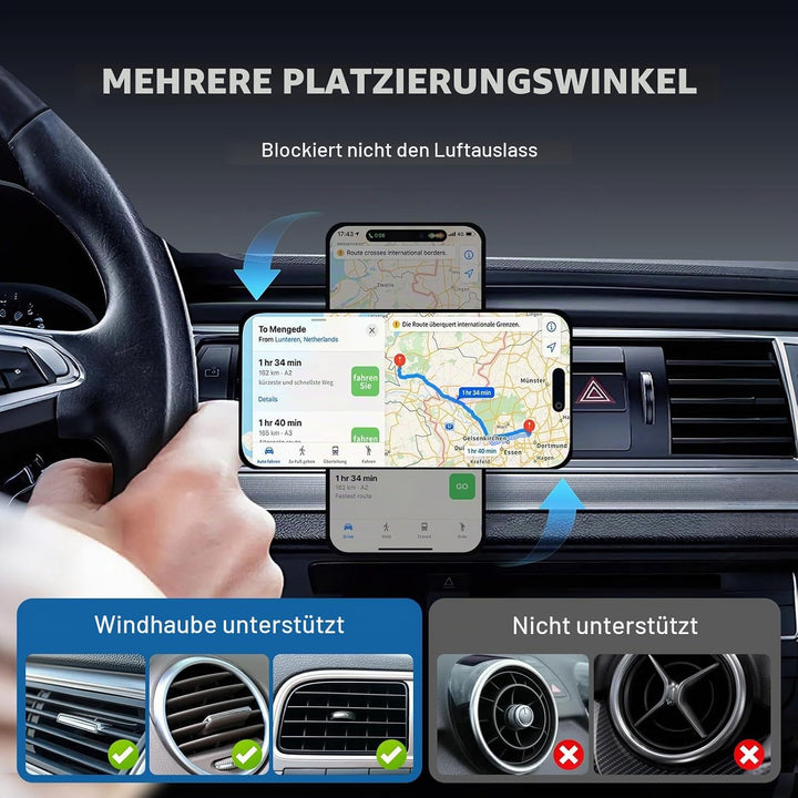 Qi2.2 Zertifizierte 25W Mag-Safe Autohalterung mit aktiver Kühlung – Magnetische Handyhalterung für