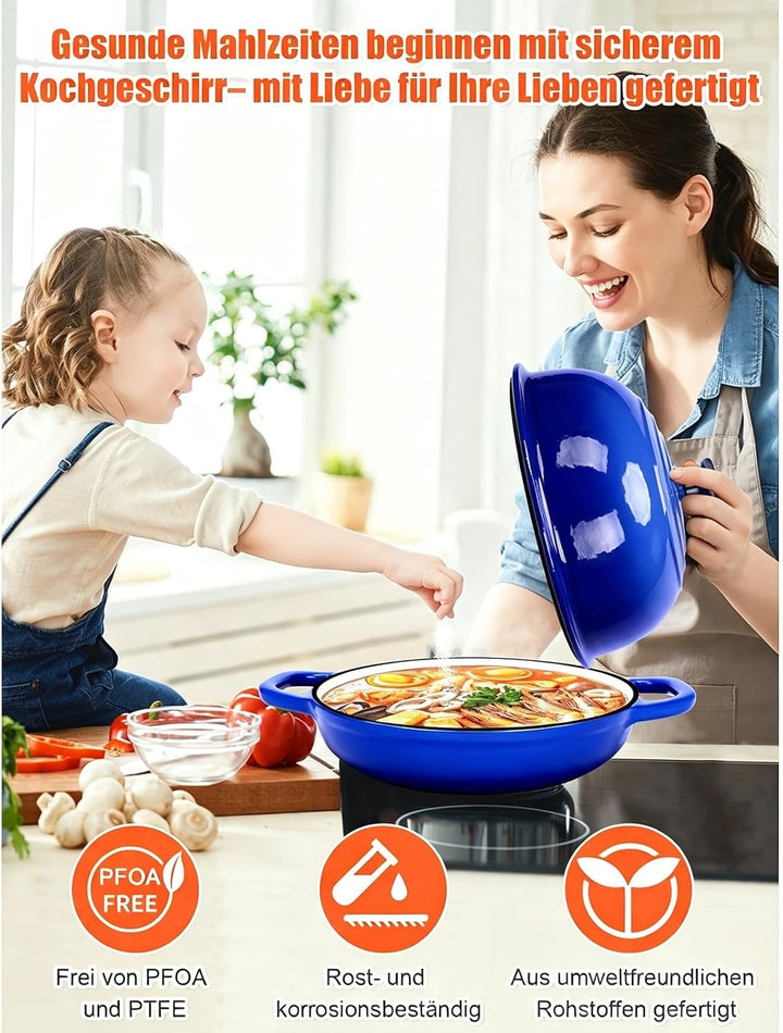 GFTIME Gusseisen Topf Brot Backen, Schmortopf Gusseisen Topf mit Deckel, Dutch Oven Brotbacktopf mit