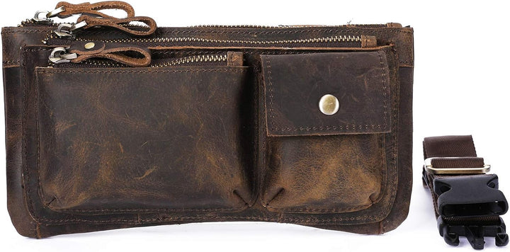 Le’aokuu Herren Echtes Leder Hüfttasche Brusttasche Bauchtsche Crossbody Bag Sling Bag Schultertsche