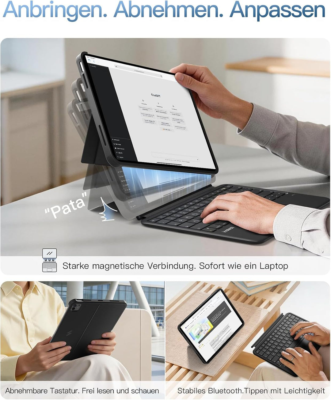 Inateck Hülle mit Tastatur für iPad Air 11 Zoll(2025/2024),Air 5/4,für iPad Pro 11 Zoll, 5,1" Vollfl