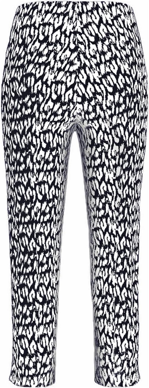 Stehmann Loli-602,Leoprint,Capri Stretchhose mit schmalem Bein 40 Schwarz-weiss, 42