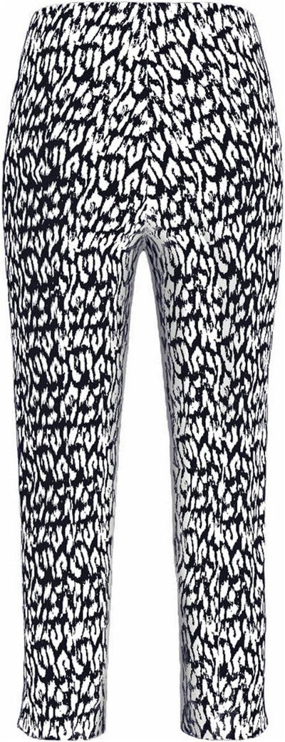 Stehmann Loli-602,Leoprint,Capri Stretchhose mit schmalem Bein 40 Schwarz-weiss, 42
