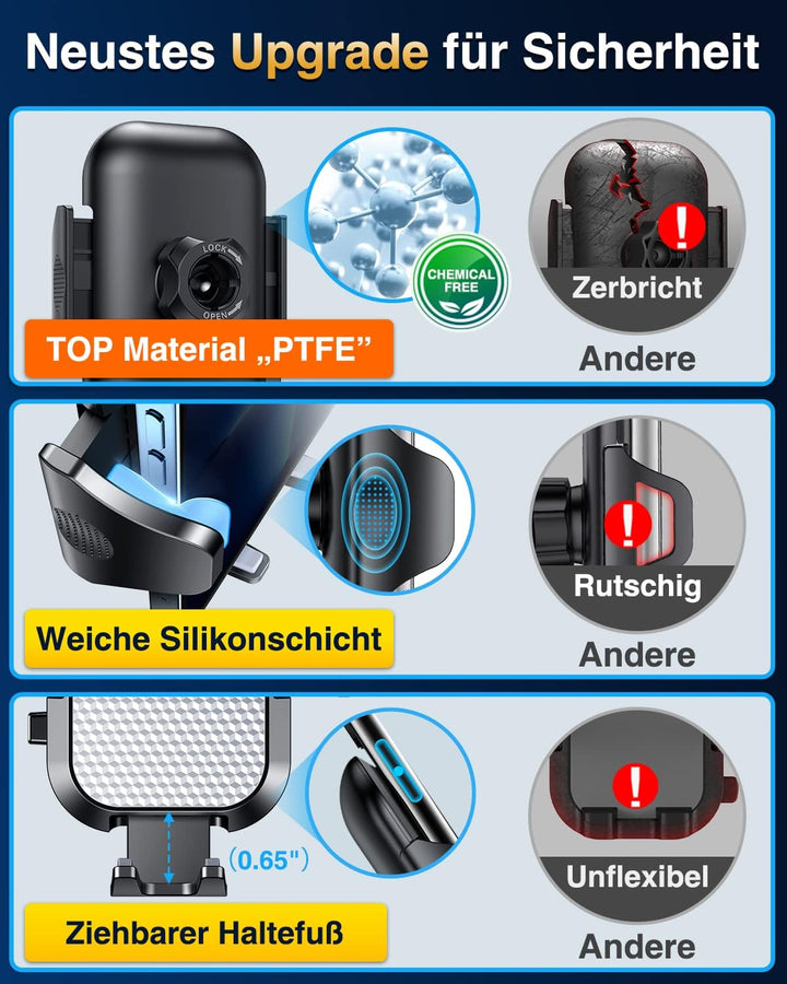 VANMASS Handyhalterung Auto 2026 Upgrade Super Stabil 3 in 1 Saugnapf & Lüftung 100% Sicher Universa