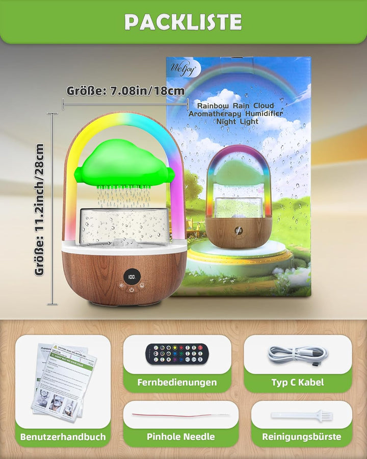 Regenwolken Luftbefeuchter Mit Regenbogenlicht, Weljoy Humidifier Mit Bluetooth-Verbindung Exklusive