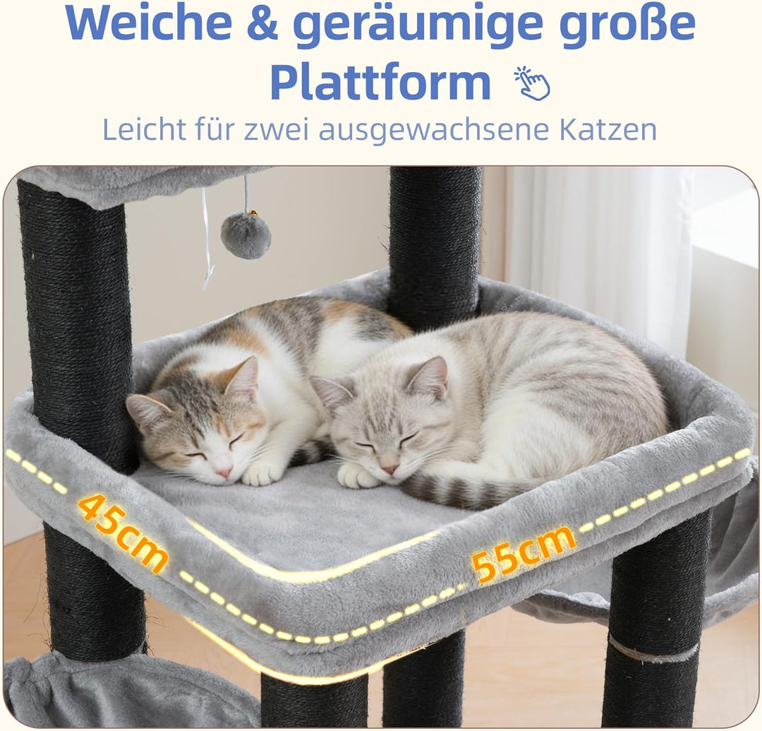 Hey-brother Kratzbaum, Stabil Katzenbaum für grosse Katzen und Maine Coons, mit 8 cm dicken Sisal-Kr
