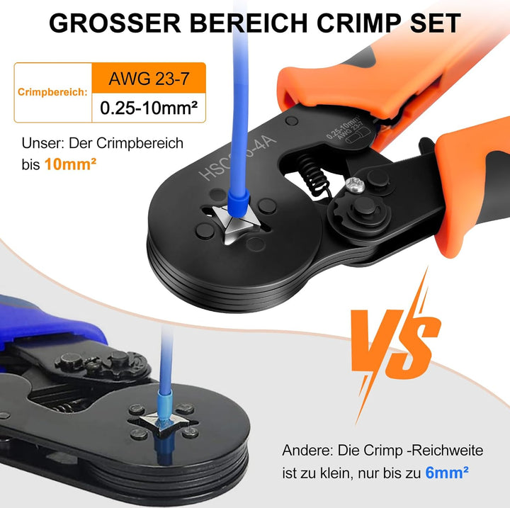 Crimpzange Aderendhülsen Set mit 1250 Aderendhülsenzange Selbsteinstellende 0,25-10mm² Krimpzange Cr