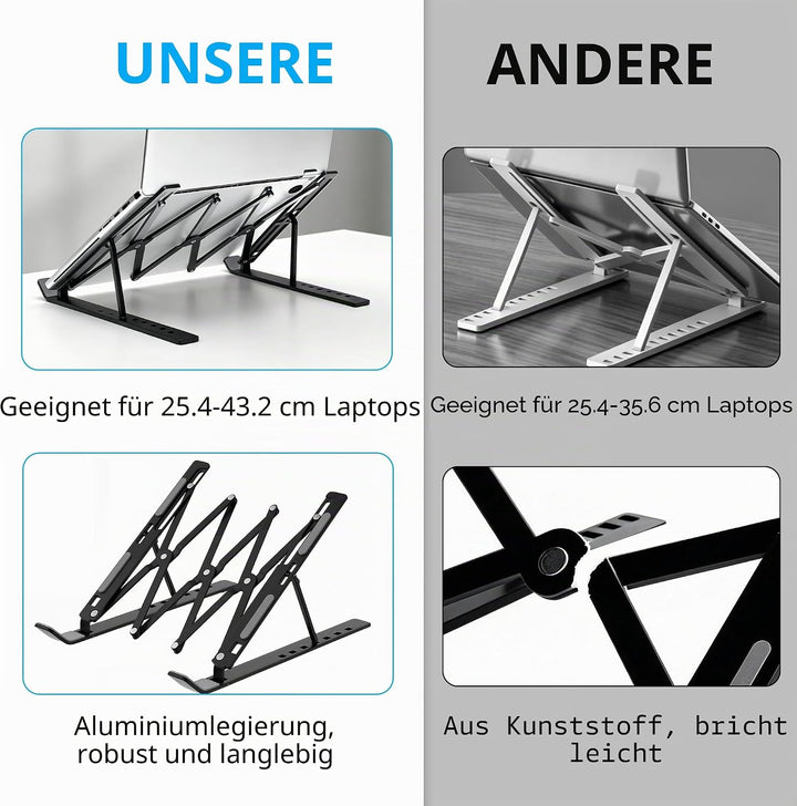 Laptop ständer aus Aluminium,Faltbarer,belüfteter Halter,laptopständer höhenverstellbar,Ergonomisch
