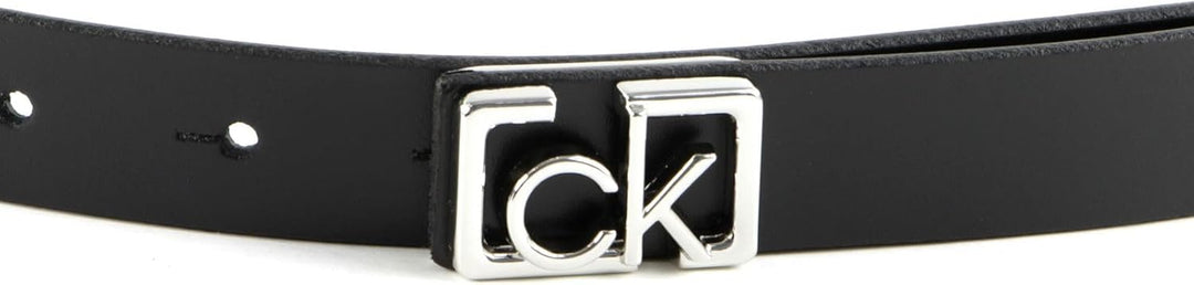 Calvin Klein Small CK Plaque Skinny Belt W75 Black