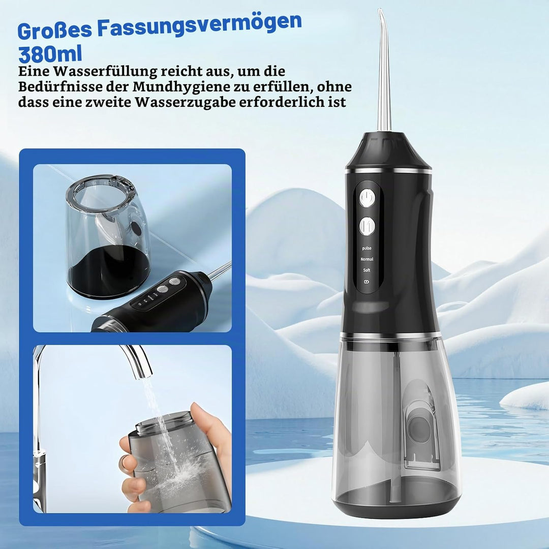 Munddusche Kabellos Elektrisch,Elektrische Wasserflosser,Munddusche Testsieger 2026,3 Modi,4 Jet-Tip