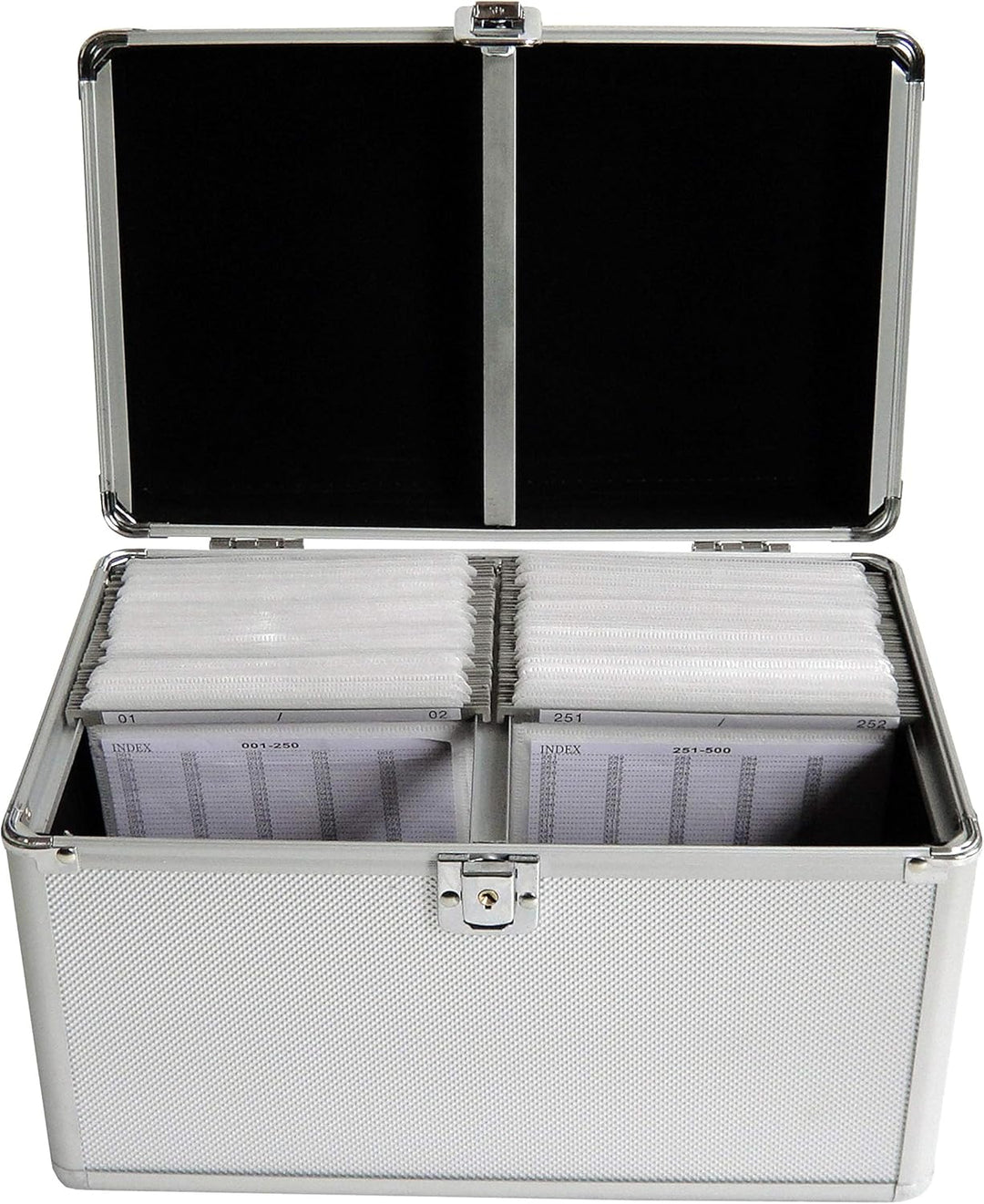 MediaRange Archivierungskoffer für 200 Discs, Aluminium-Optik, mit Einhängetaschen, silber, 18cm Sin