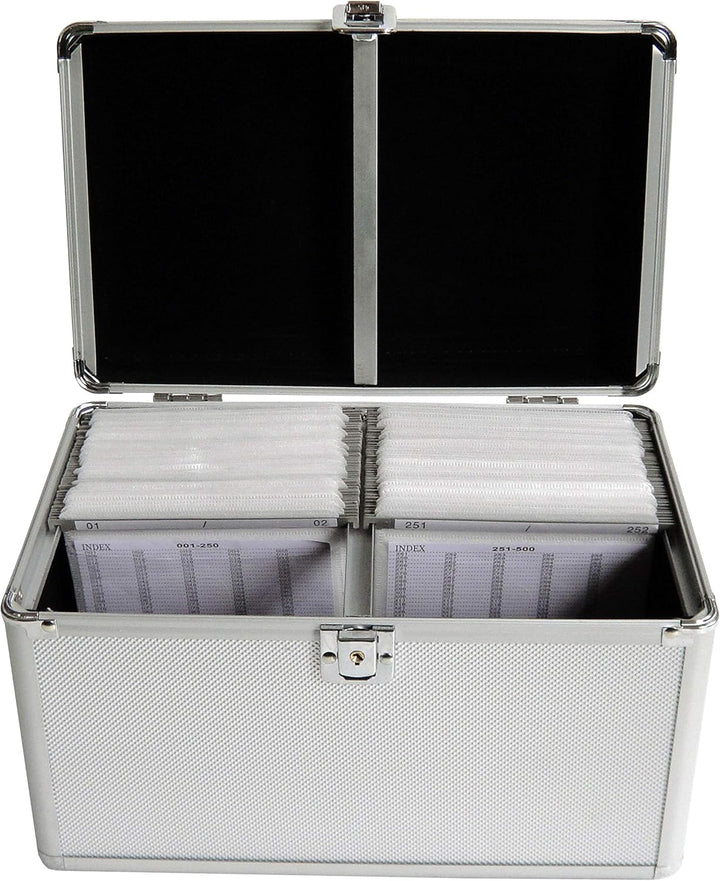 MediaRange Archivierungskoffer für 200 Discs, Aluminium-Optik, mit Einhängetaschen, silber, 18cm Sin