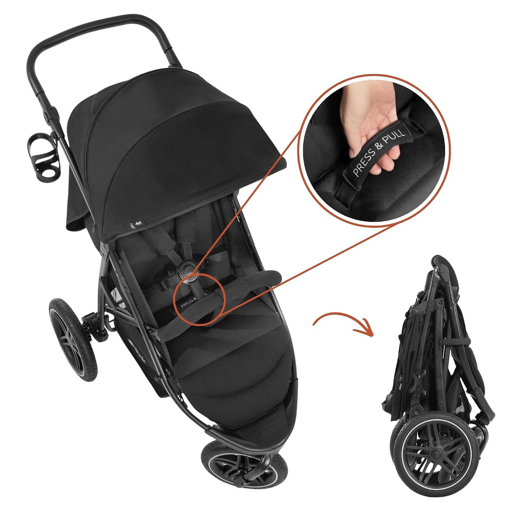 Hauck Dreirad Buggy Rapid 3R bis 25 kg, Grosses Sonnenverdeck, Klein Zusammenklappbar, Höhenverstell