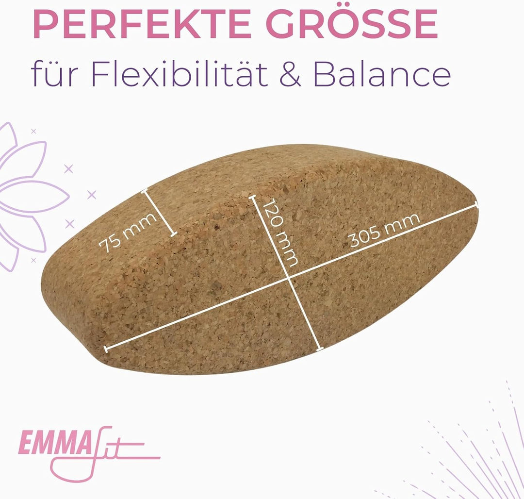 EMMAfit Kork Yoga Egg I 305 x 120 x 75mm I hochwertiges Yogaei aus Kork für Yoga-Übungen I hygienisc