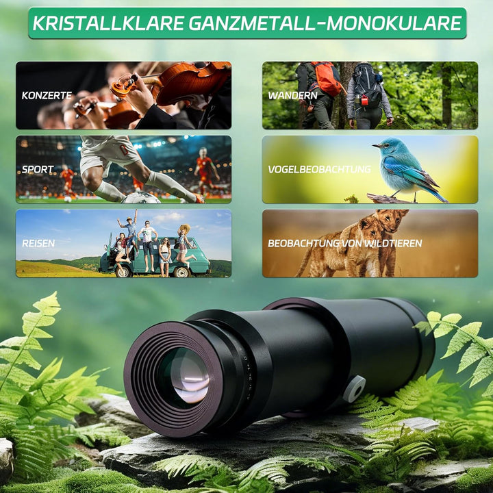 Monokulares Teleskop, Monokular 10x50 - Hochauflösendes Monokular für Erwachsene mit FMC-Objektiv, M
