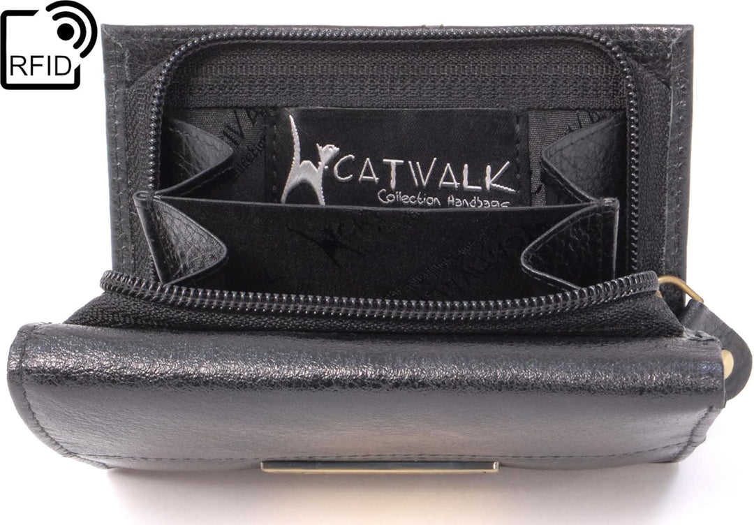 Catwalk Collection Handbags - Leder - Geldbörse/Damenbörse/Geldbeutel mit Geschenkbox - RFID - Victo