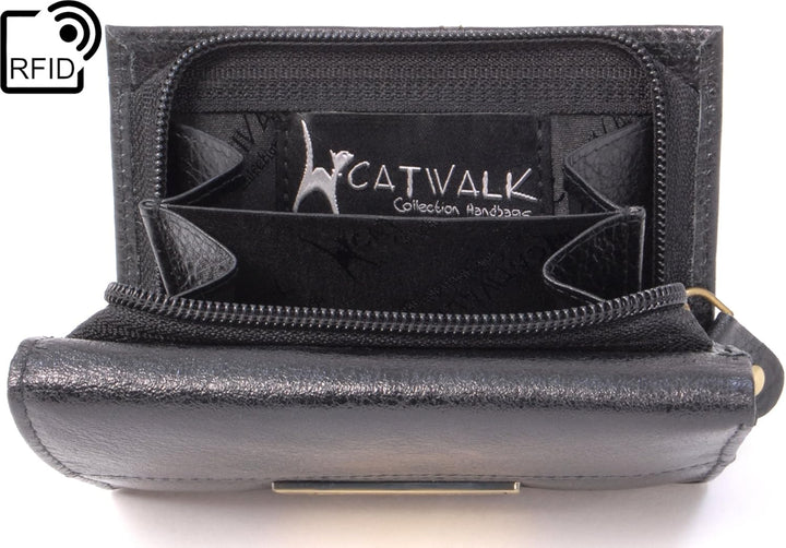 Catwalk Collection Handbags - Leder - Geldbörse/Damenbörse/Geldbeutel mit Geschenkbox - RFID - Victo