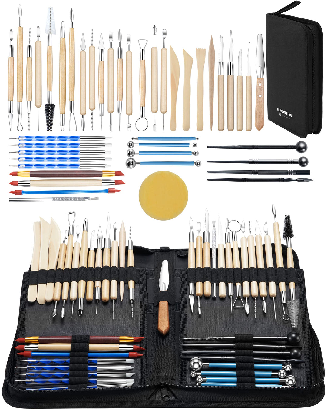 Töpfer-Ton-Modellierwerkzeuge, 44 Doppelseitige Professionelles Tonwerkzeug Töpferwerkzeug-Set mit T