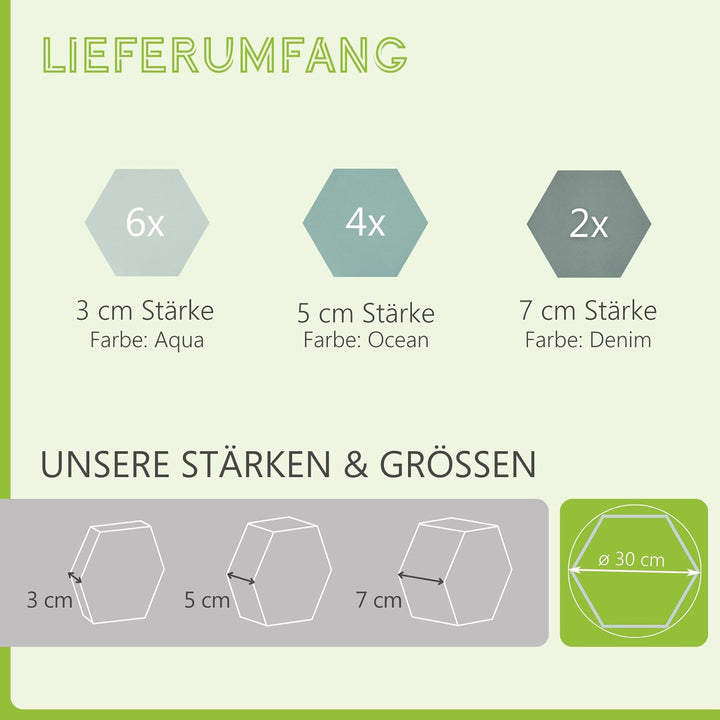 platino24 Akustikpaneele 12 Elemente Edition LOFT 3D I Ø 300mm Akustikplatten Schalldämmung Wand & D