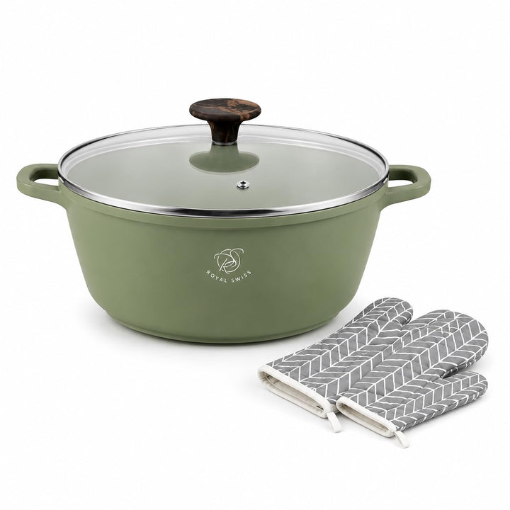 Royal Swiss® Kochtopf Ø 28 cm – 6 L – Induktionsgeeignet & Ofenfest – Gussaluminium mit Marmor-Antih