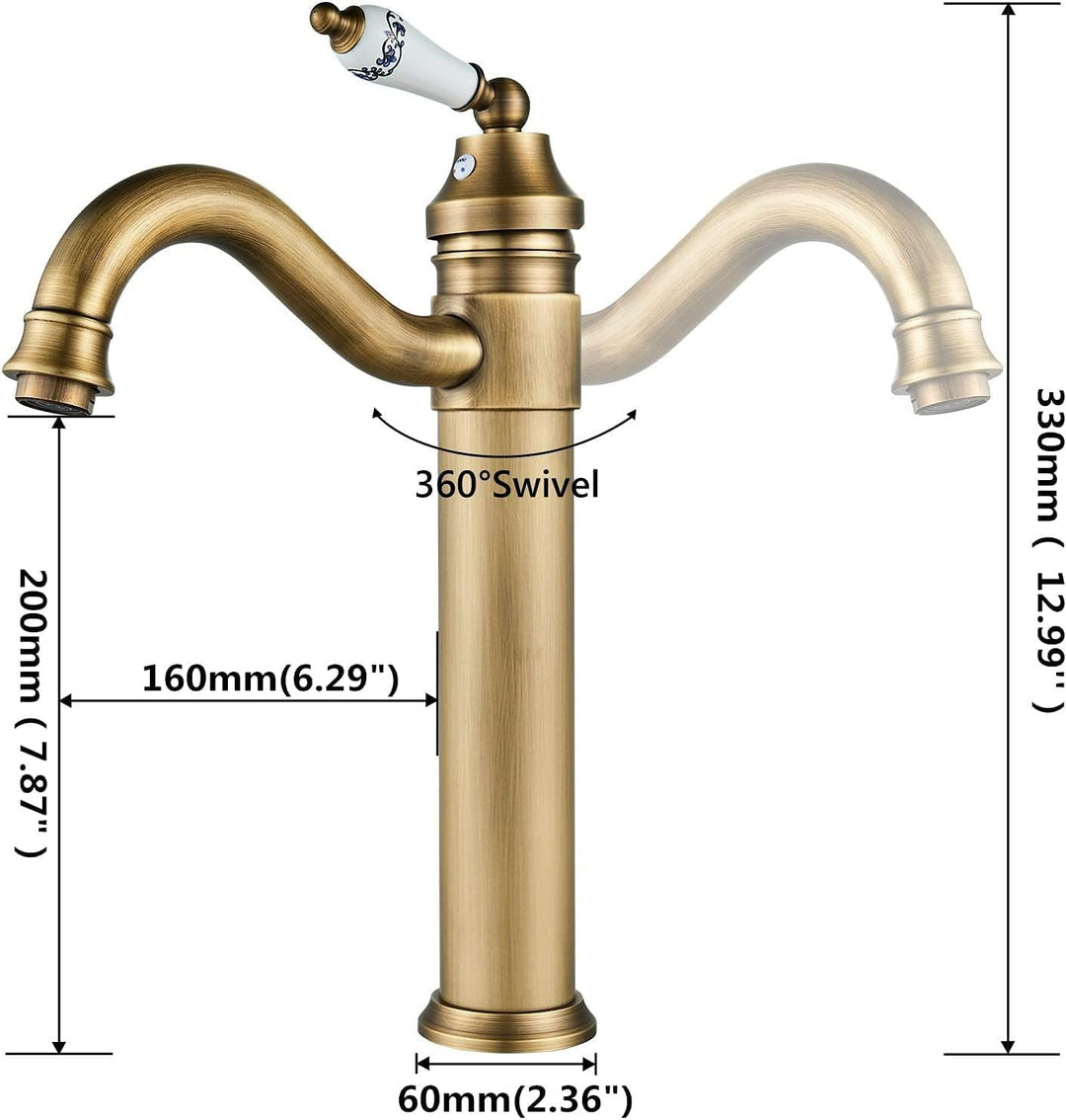 Namuoto Wasserhahn Bad Hoch, Einhebel Waschtischarmatur 360° Drehbar Waschtischarmaturen, Waschtisch