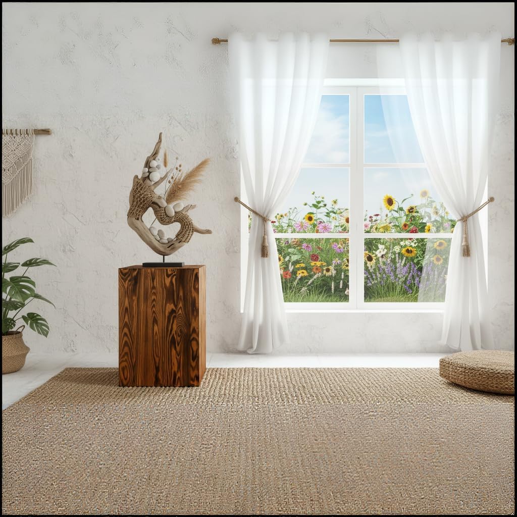 DECOKTIVO Holzsäule, Rustikale Dekosäule, Baumstamm Deko, Bodenwindlicht Ständer, Blumensäule Holz,