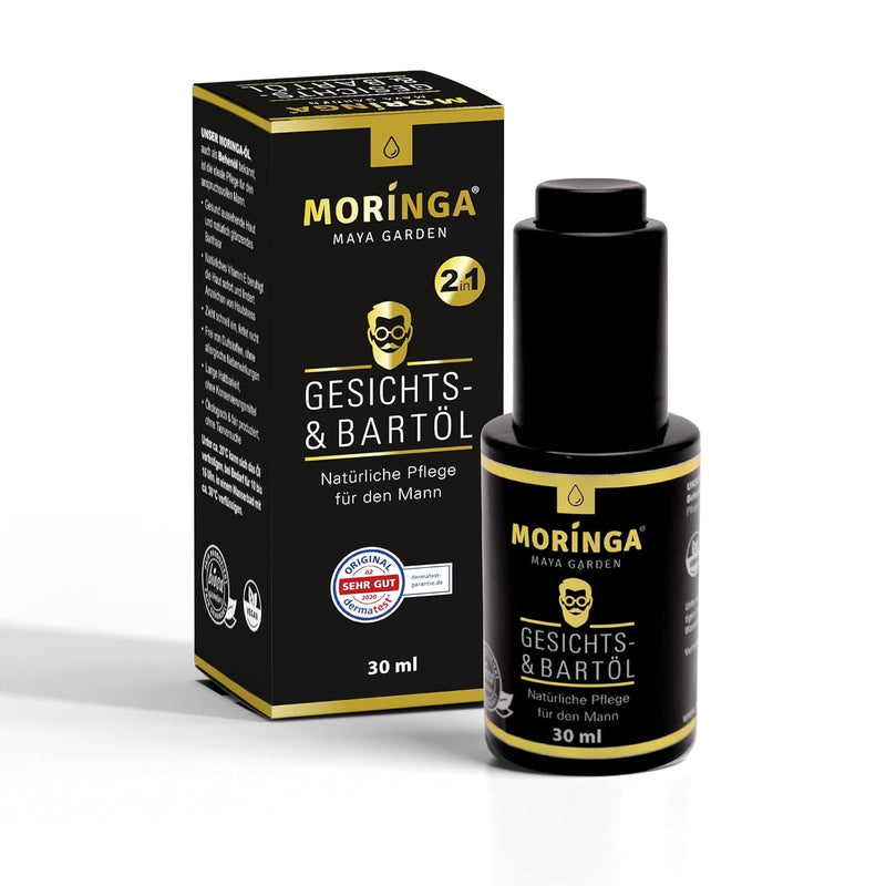 Moringa Gesichts- & Bartöl, 30ml - Moringaöl zur Bartpflege, Bartwachs Alternative, Bartöl Natur rei