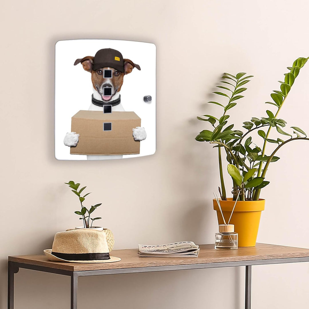 banjado® Design Schlüsselkasten aus Edelstahl Motiv Paketdienst Jack Russel für 24x21,5x7cm Schlüsse