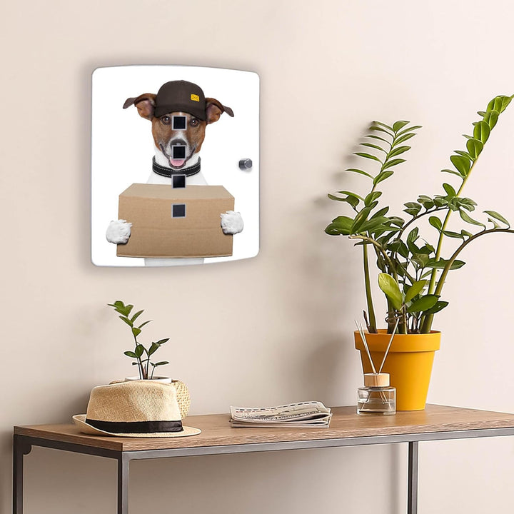 banjado® Design Schlüsselkasten aus Edelstahl Motiv Paketdienst Jack Russel für 24x21,5x7cm Schlüsse